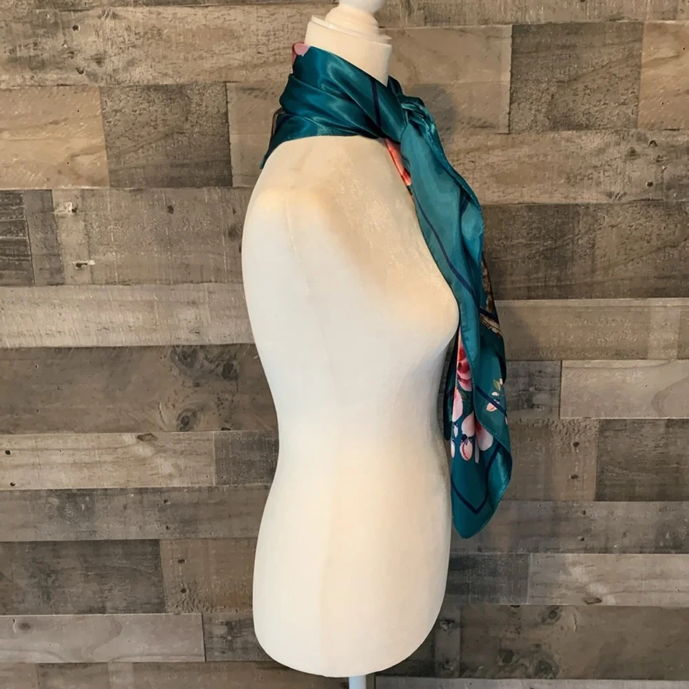 Elegant Floral Scarf Square Floral Scarf - Picture 3 of 16